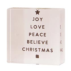Mini Lucite Block - Joy Love Peace
